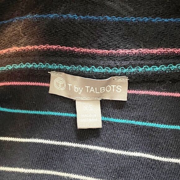 T by Talbots Striped Long Sleeve Pullover Navy Blue Multicolor Size XS - Picture 4 of 5